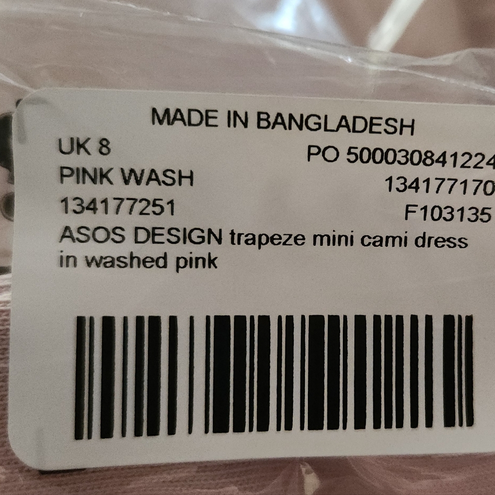 ASOS DESIGN Trapeze Mini Cami Dress Washed Pink Tie Straps Square Neck NWT Sz 4 - Picture 11 of 16